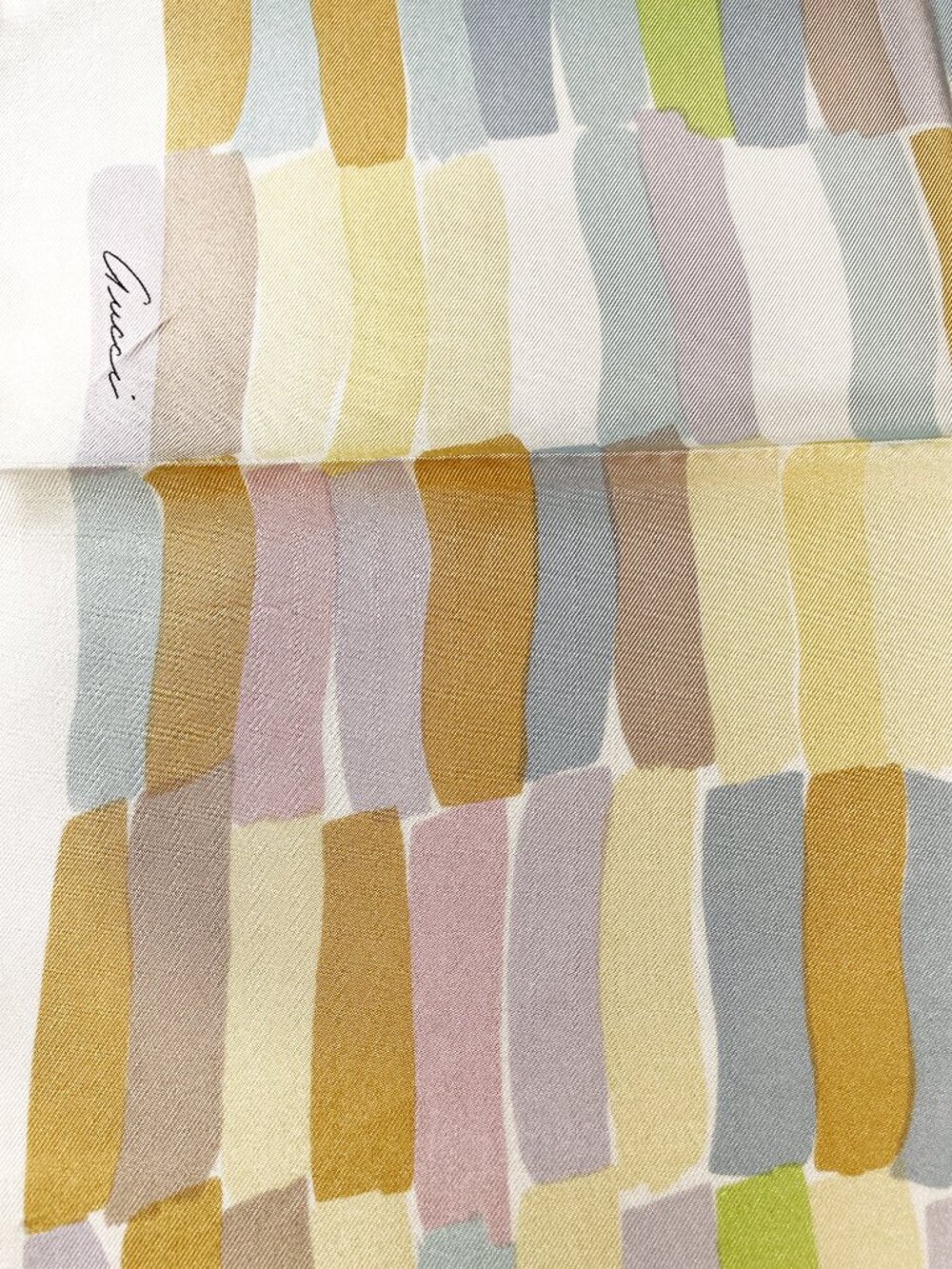 Vintage Gucci Silk Scarf 34” Painterly Stripe Italy Hand Rolled Hem - Picture 10 of 15
